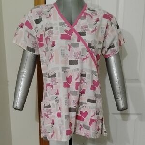 Women's Breast Cancer Awareness Scrub Top